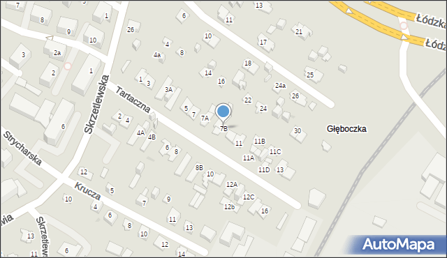 Kielce, Tartaczna, 7B, mapa Kielc