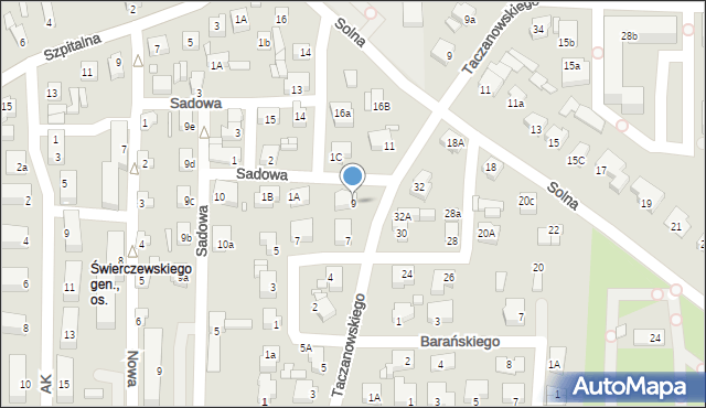 Konin, Taczanowskiego Edmunda, gen., 9, mapa Konina