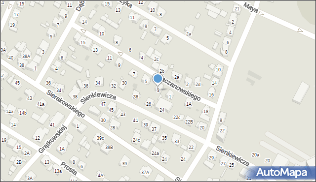 Kościan, Taczanowskiego Edmunda, gen., 3, mapa Kościan