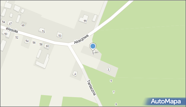 Kostrzyn, Tartaczna, 1, mapa Kostrzyn