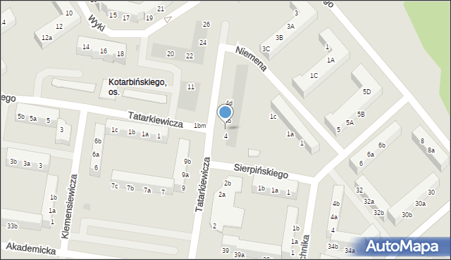 Koszalin, Tatarkiewicza Władysława, 4a, mapa Koszalina
