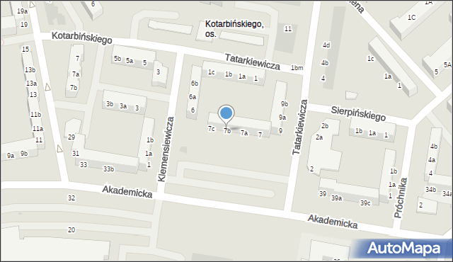 Koszalin, Tatarkiewicza Władysława, 7b, mapa Koszalina