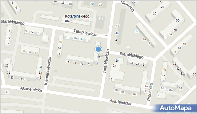 Koszalin, Tatarkiewicza Władysława, 9a, mapa Koszalina