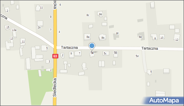 Kowiesy, Tartaczna, 5a, mapa Kowiesy