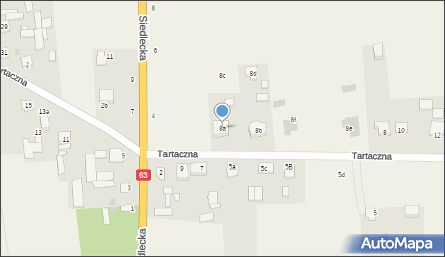 Kowiesy, Tartaczna, 8a, mapa Kowiesy