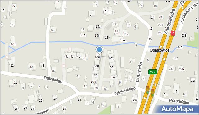 Kraków, Taklińskiego Władysława, 10K, mapa Krakowa