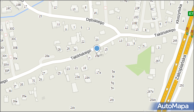 Kraków, Taklińskiego Władysława, 15a, mapa Krakowa