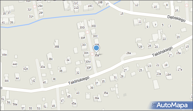Kraków, Taklińskiego Władysława, 30a, mapa Krakowa