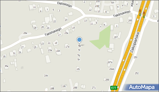 Kraków, Taklińskiego Władysława, 5e, mapa Krakowa