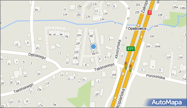 Kraków, Taklińskiego Władysława, 6A, mapa Krakowa