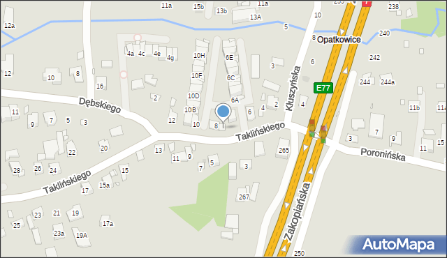 Kraków, Taklińskiego Władysława, 8a, mapa Krakowa