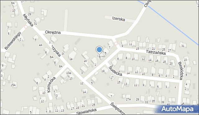 Krotoszyn, Tatrzańska, 3, mapa Krotoszyna