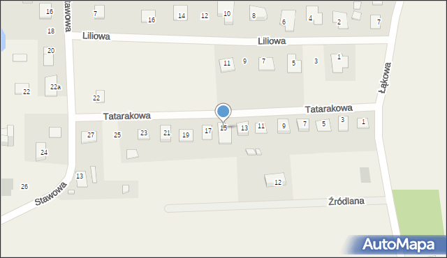 Kruszyn, Tatarakowa, 15, mapa Kruszyn