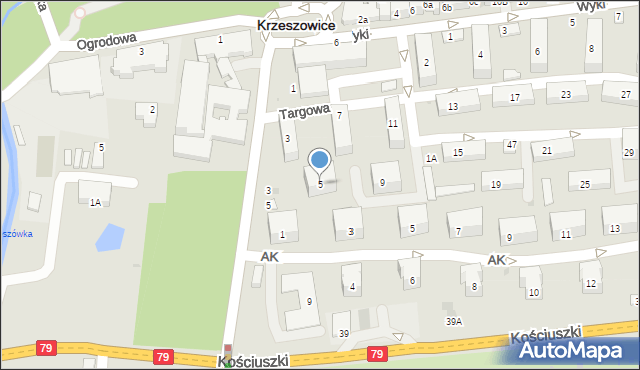 Krzeszowice, Targowa, 5, mapa Krzeszowice