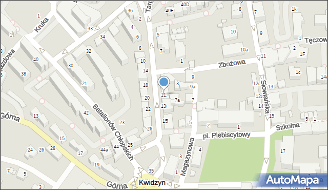 Kwidzyn, Targowa, 11, mapa Kwidzyn