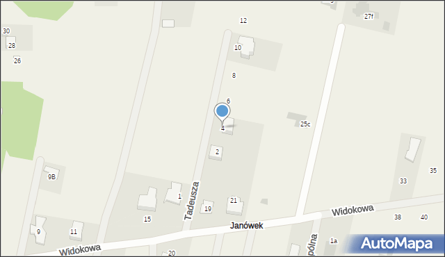 Leszno, Tadeusza, 4, mapa Leszno