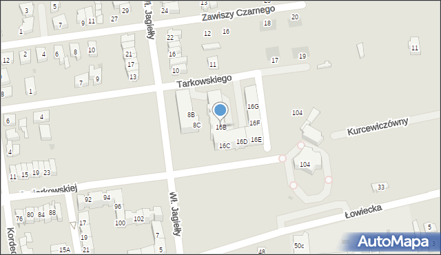 Leszno, Tarkowskiego Stasia, 16B, mapa Leszno