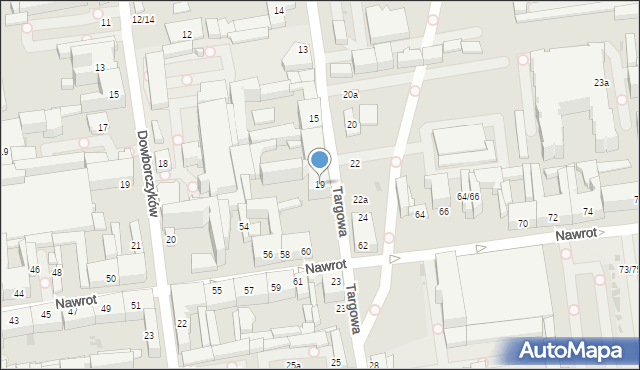Łódź, Targowa, 19, mapa Łodzi