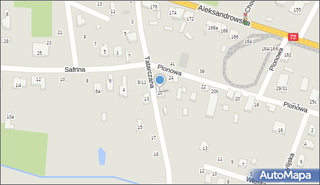 Łódź, Tatarczana, 10, mapa Łodzi