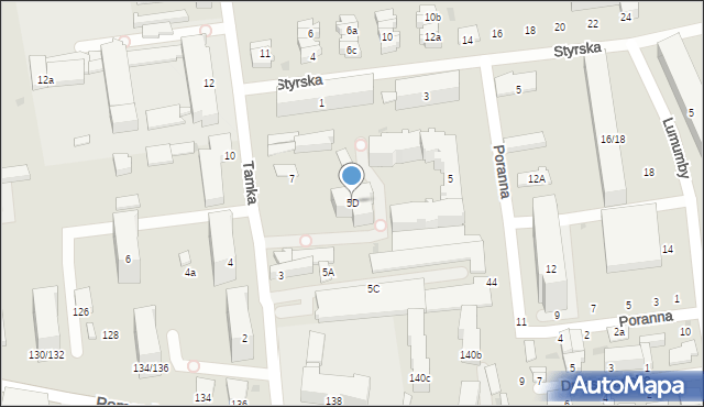 Łódź, Tamka, 5D, mapa Łodzi