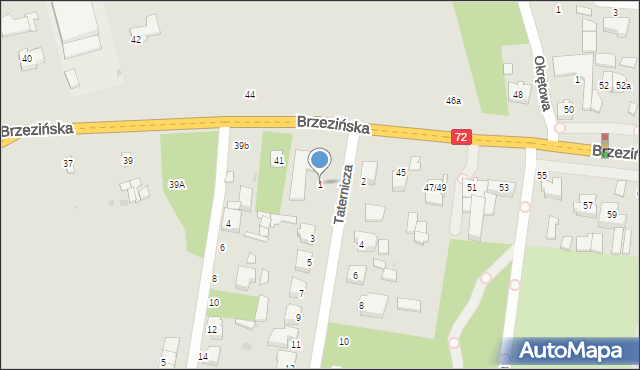 Łódź, Taternicza, 1, mapa Łodzi