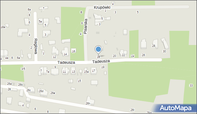 Łódź, Tadeusza, 18, mapa Łodzi