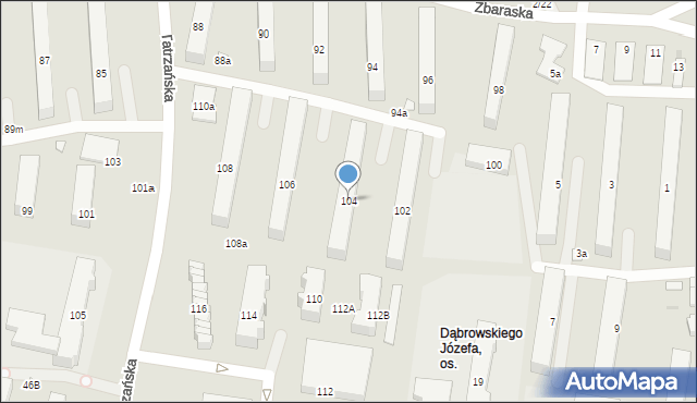 Łódź, Tatrzańska, 104, mapa Łodzi