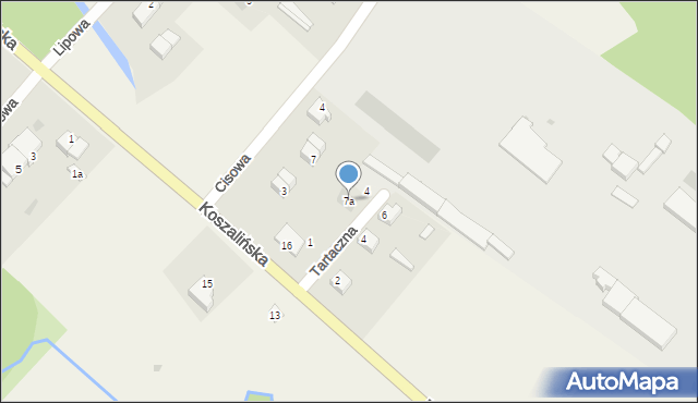 Manowo, Tartaczna, 7a, mapa Manowo