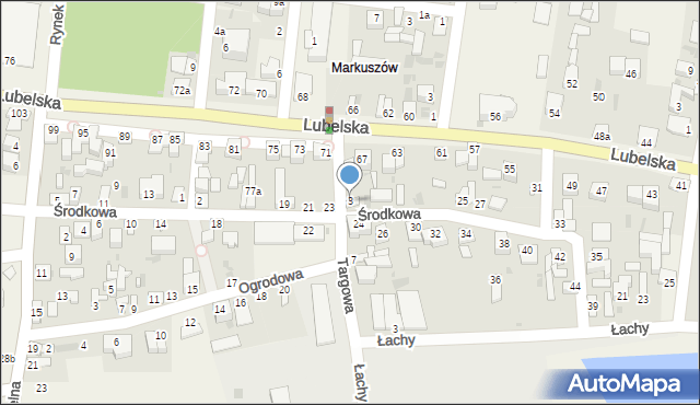 Markuszów, Targowa, 3, mapa Markuszów