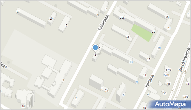 Mielec, Tańskiego, 4, mapa Mielca