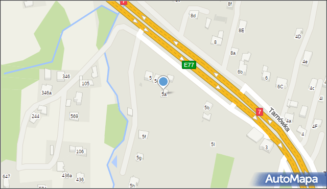 Myślenice, Tarnówka, 5a, mapa Myślenice