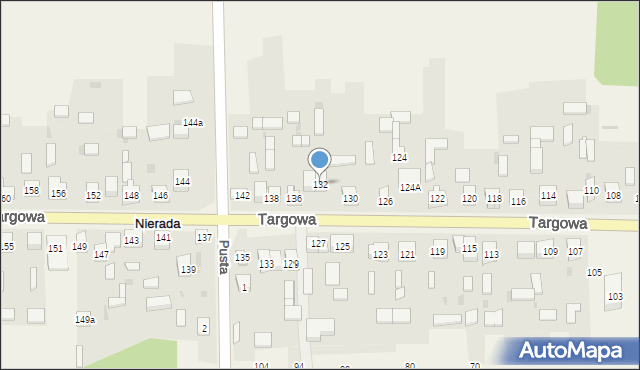 Nierada, Targowa, 132, mapa Nierada