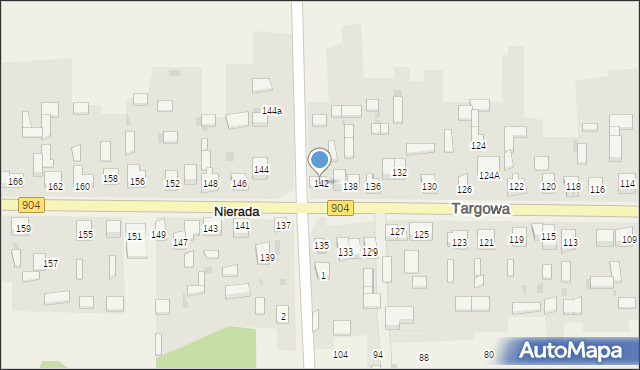 Nierada, Targowa, 142, mapa Nierada