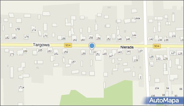 Nierada, Targowa, 153, mapa Nierada