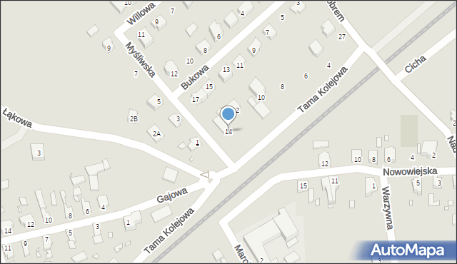 Nowogród Bobrzański, Tama Kolejowa, 14, mapa Nowogród Bobrzański