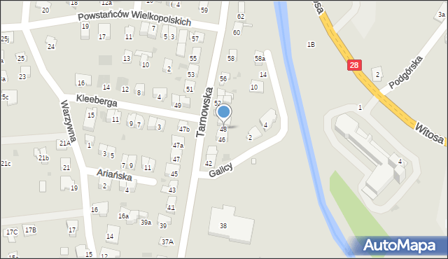 Nowy Sącz, Tarnowska, 48, mapa Nowego Sącza