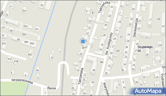 Nowy Sącz, Tatrzańska, 18, mapa Nowego Sącza