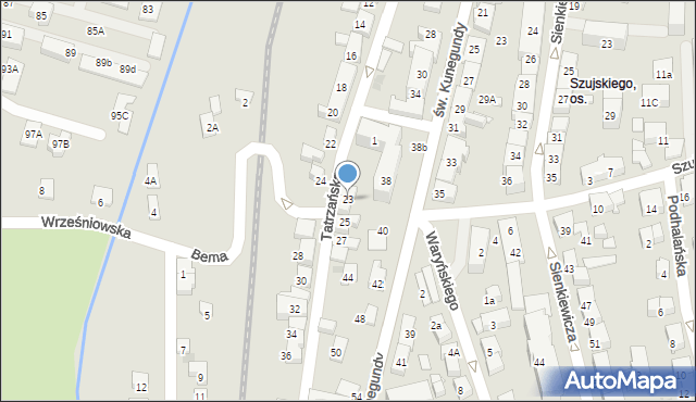 Nowy Sącz, Tatrzańska, 23, mapa Nowego Sącza