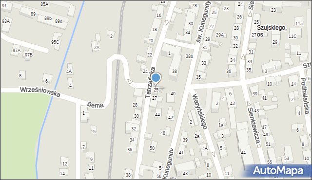 Nowy Sącz, Tatrzańska, 25, mapa Nowego Sącza