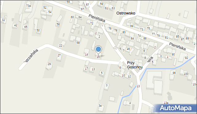 Ostrowsko, Tatrzańska, 10, mapa Ostrowsko