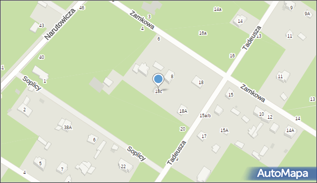 Otwock, Tadeusza, 18c, mapa Otwock