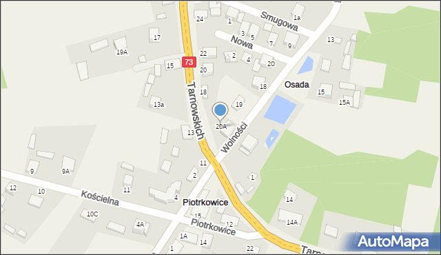 Piotrkowice, Tarnowskich, 20A, mapa Piotrkowice