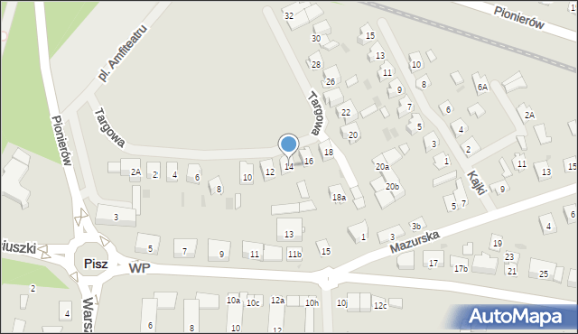 Pisz, Targowa, 14, mapa Pisz