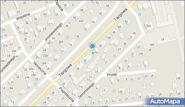 Płońsk, Targowa, 36, mapa Płońsk