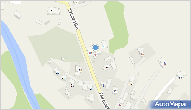 Poronin, Tatrzańska, 1, mapa Poronin