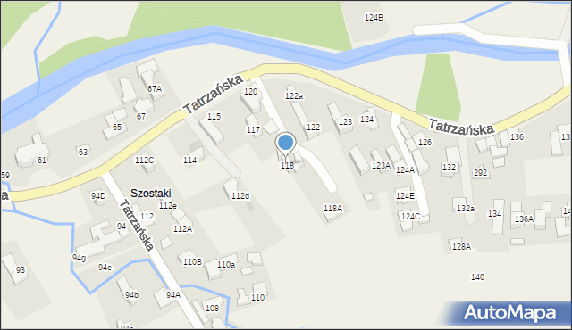 Poronin, Tatrzańska, 118, mapa Poronin