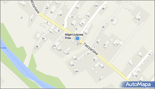 Poronin, Tatrzańska, 12, mapa Poronin