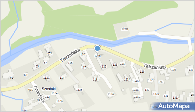 Poronin, Tatrzańska, 122a, mapa Poronin
