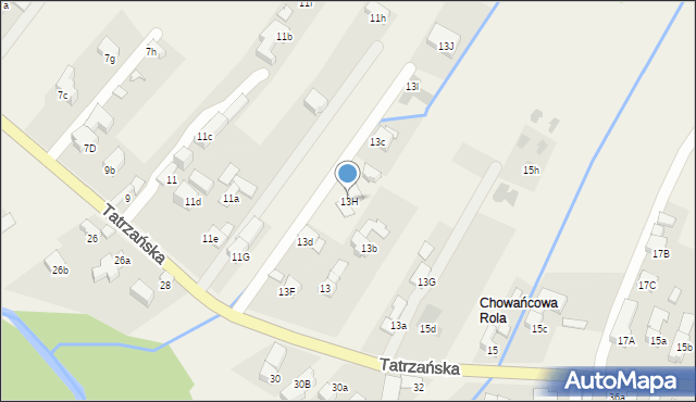 Poronin, Tatrzańska, 13H, mapa Poronin