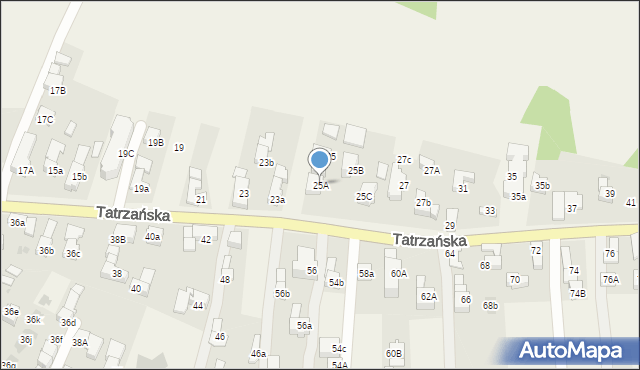 Poronin, Tatrzańska, 25A, mapa Poronin